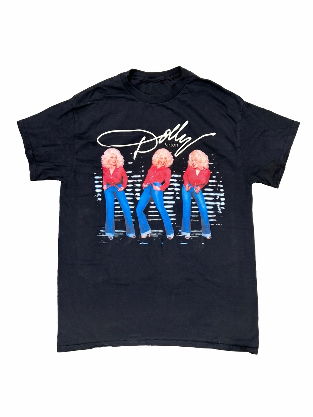 In Memory of Dolly Parton Retro Signature Tribute Black T-Shirt